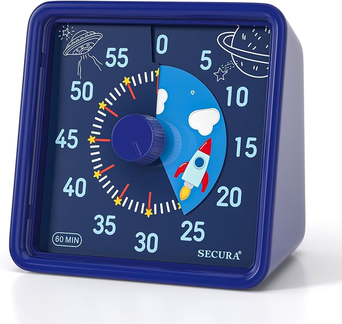 Secura 60-Minute Visual Timer for Kids, Time Clocks, Countdown Timer for Office by Secura