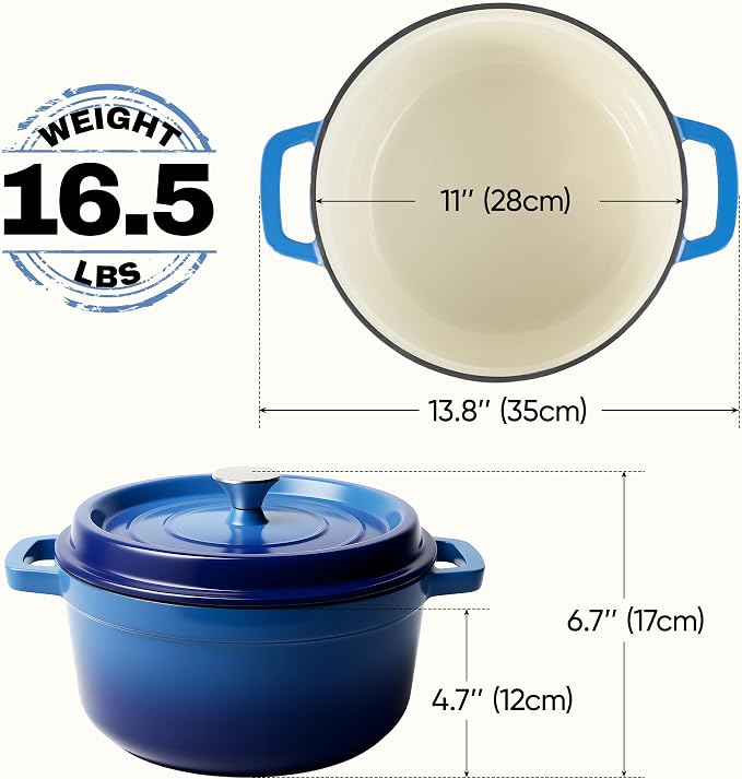 7 Quart Dutch Oven Pot with Lid, Non Stick Enameled Cast Iron Dutch Oven - Image 4