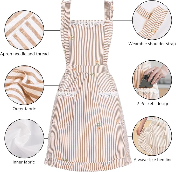Funny Aprons for Women with Pockets, Kitchen Cooking Grilling Bbq Cute Chef - Image 7