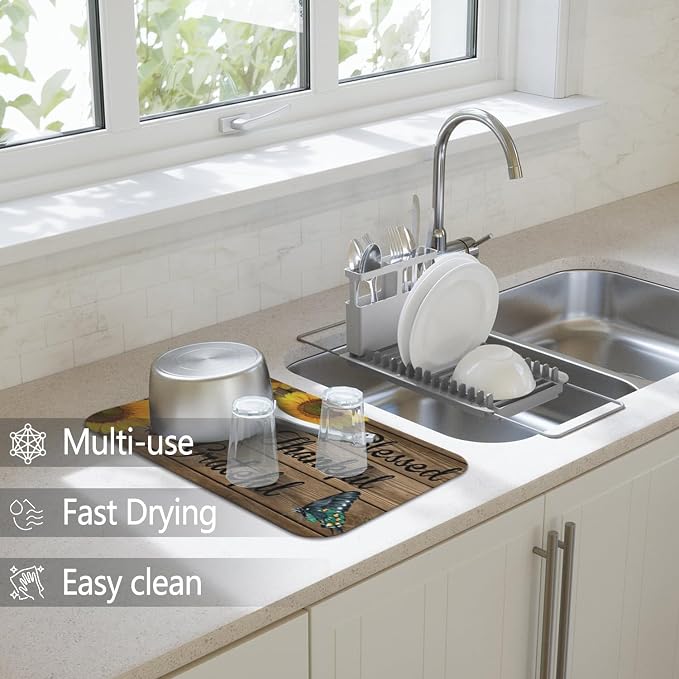 Dish Drying Mat for Kitchen Counter 2 Pack - Image 2