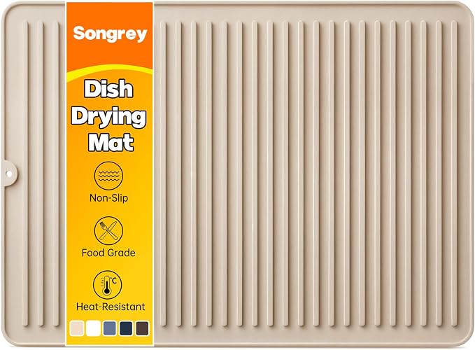 Songrey 24" x 18" Silicone Dish Drying Mat, Kitchen Counter Drying Pad by Unknown