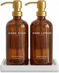 Luxury Glass Soap and Lotion Dispenser Set by BrighterBarns