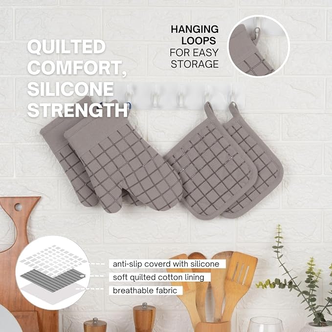 Oven Mitts and Pot Holders Set for Kitchen | 4 Pc Set| Heat Resistant Up to - Image 3