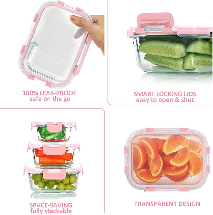KOMUEE 24 Pieces Glass Food Storage Containers Set, Meal Prep Containers - Image 4