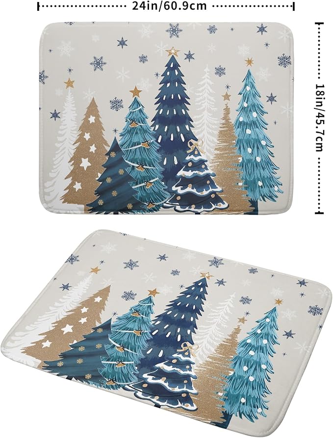 Christmas Tree Dish Drying Mat for Kitchen Counter 24x18 Inch Xmas Snowflake - Image 4