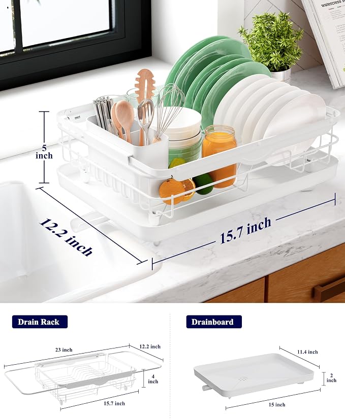 Kitsure Dish Drying Rack for Kitchen Counter, Stainless Steel Sink Organization - Image 2