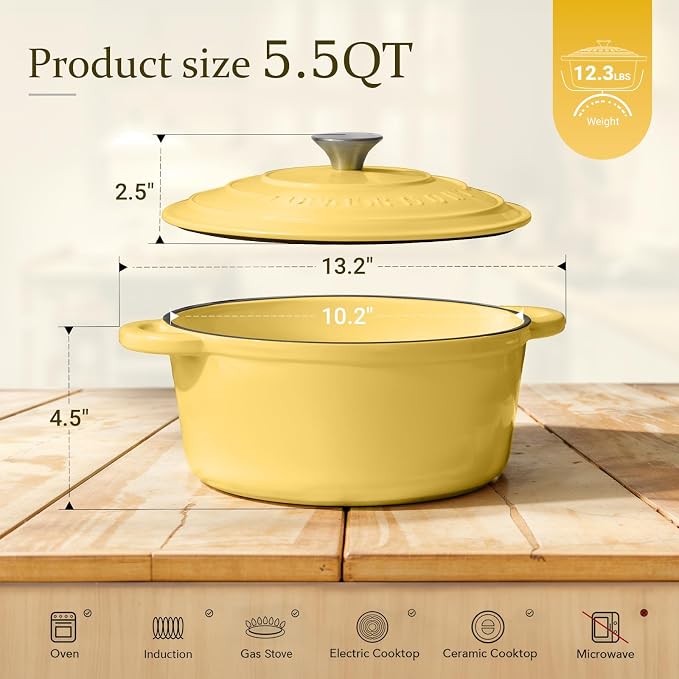 Overmont Enameled Cast Iron Dutch Oven - Image 5