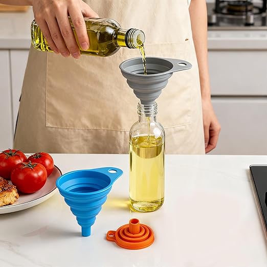 6 Pcs Funnels for Kitchen Use Filling Bottles, Silicone Funnel Small and Large - Image 3