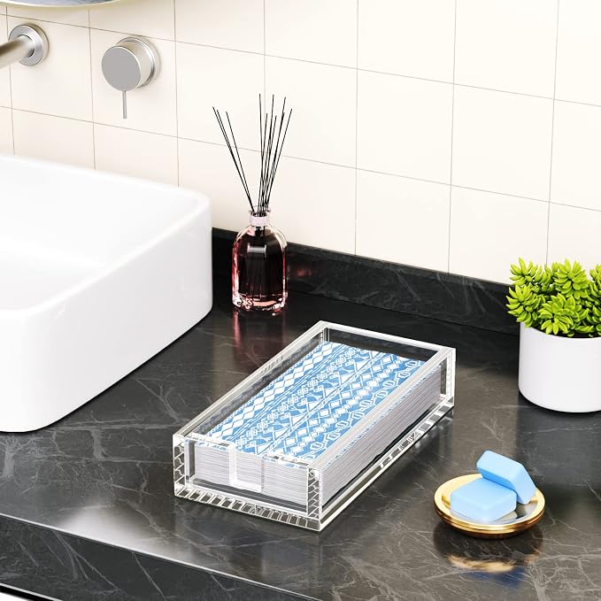 HIIMIEI Acrylic Napkin Holder for Bathroom, Acrylic Guest Towel Holder - Image 4