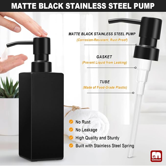 GMISUN Kitchen Soap Dispenser Set, Hand and Dish Soap Dispensers Set, - Image 3