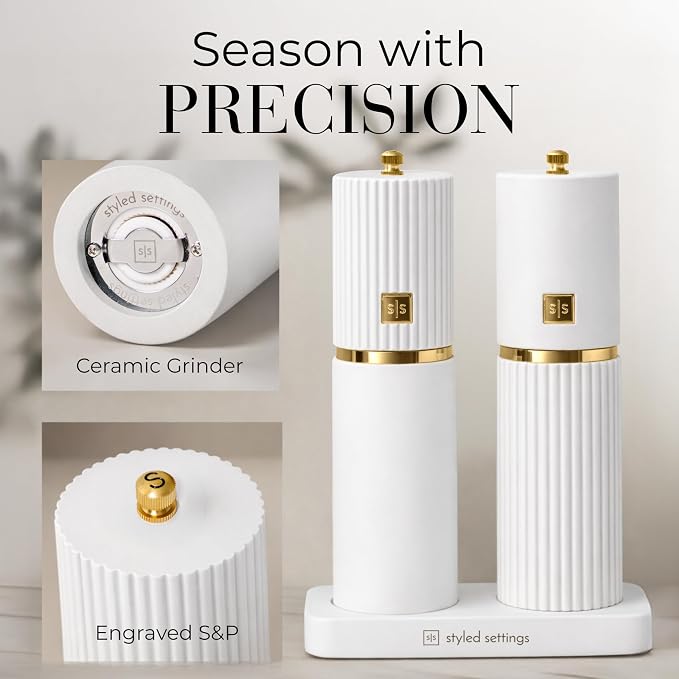 Wooden Salt and Pepper Grinder Set – Refillable Manual Salt and Pepper Mills - Image 3