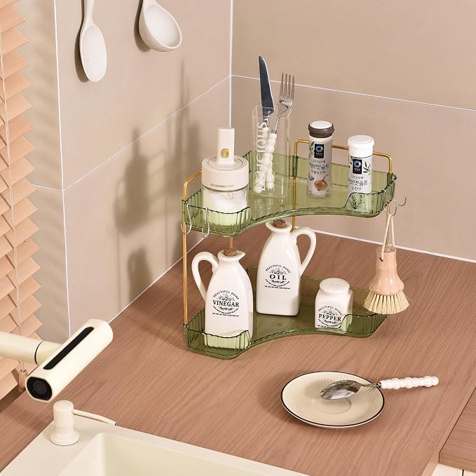 2-Tier Corner Bathroom Organizer Countertop - Image 6