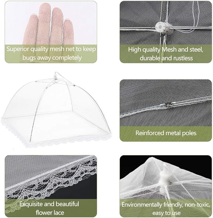 Onarway Food Covers for Outside Mesh: 3 Pack 14 Inch Pop Up Fine Fly Net for - Image 4