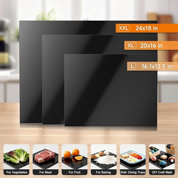 Black Cutting Boards for Kitchen, Large Acrylic Cutting Board - Image 6