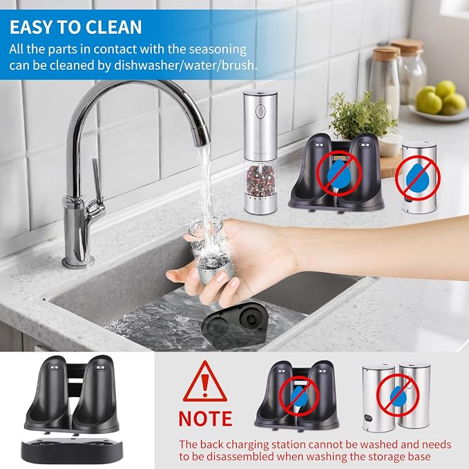 Electric Salt and Pepper Grinder Set Stainless steel, Large Capacity Automatic - Image 7