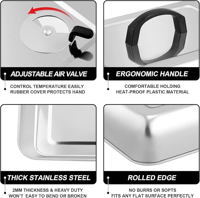 13 x 9.75Inch Cheese Melting Domes, HaSteeL Rectangular Basting Steam Cover - Image 3