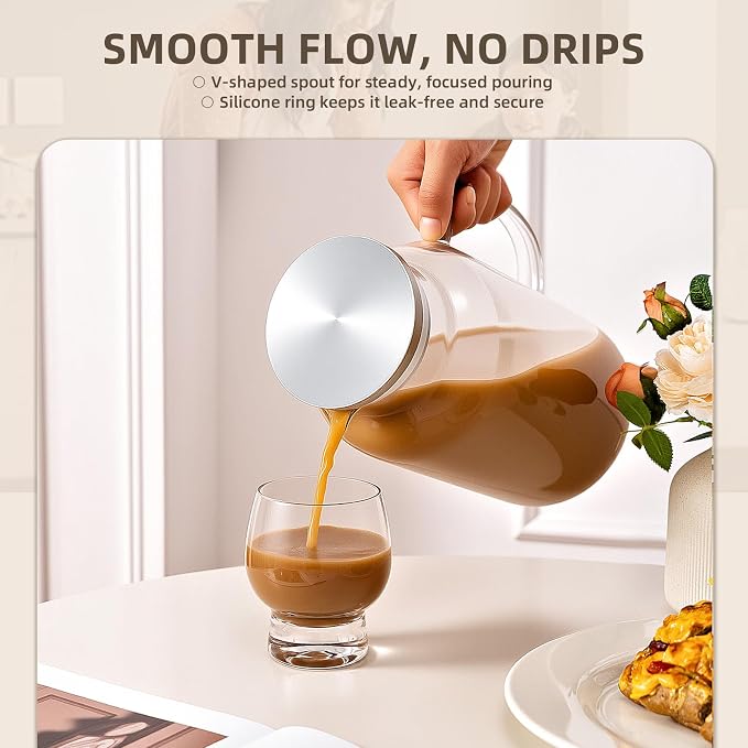 Glass Water Pitcher with Lid and Spout, 1 Gallon Heat Resistant Borosilicate - Image 3