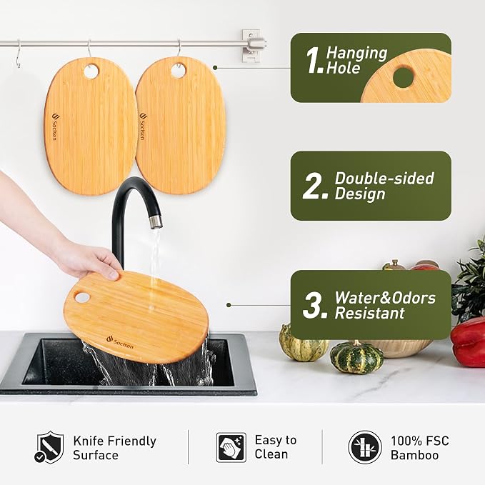 2 Pack Small Bamboo Wood Cutting Board - Image 5