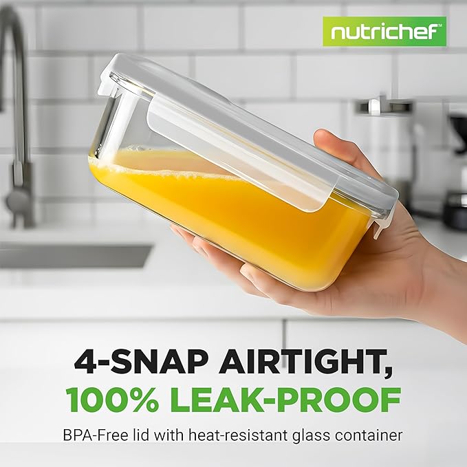 NutriChef 10 Piece Glass Food Storage Containers - Image 2
