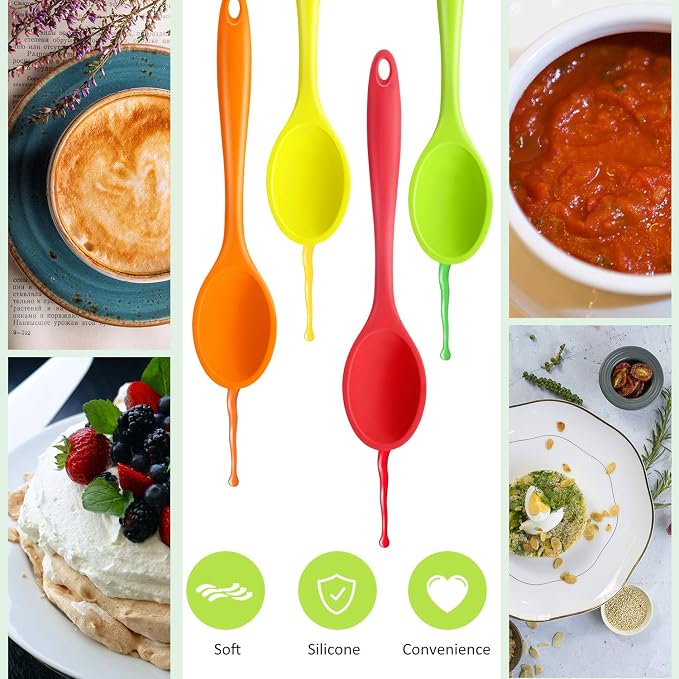 Shappy 4 Pieces Silicone Cooking Spoons 10.6 Inch Heat Resistant Kitchen Spoons - Image 3