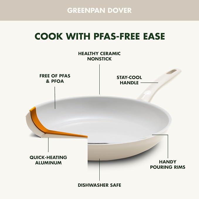 GreenPan Dover Healthy Ceramic Nonstick, 12 Piece Cookware Pots and Pans Set - Image 4