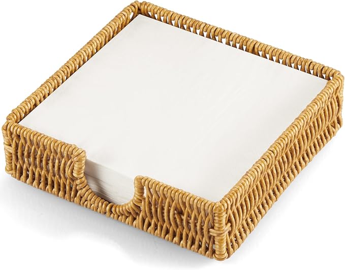 Napkin Holder for Table, Woven Wicker Synthetic Rattan Napkin Holders For Paper by Unknown