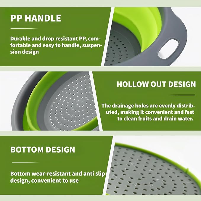 Silicone Colander Collapsible Strainers Set - Image 4