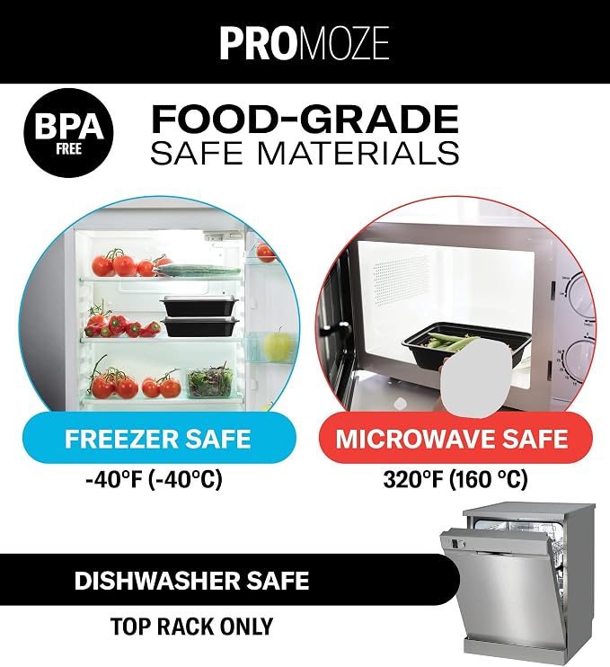 50-Pack Reusable Meal Prep Containers Microwave Safe Food Storage Containers - Image 5
