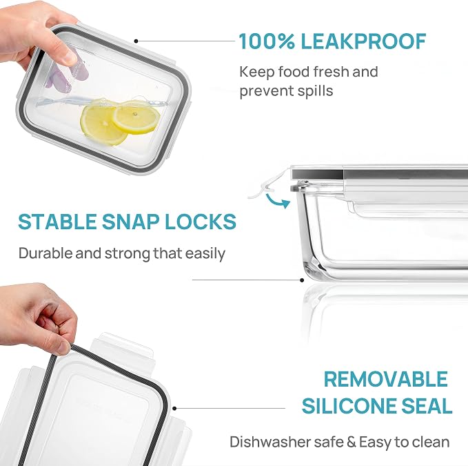 Vtopmart 5Pack 30oz Glass Storage Containers - Image 6
