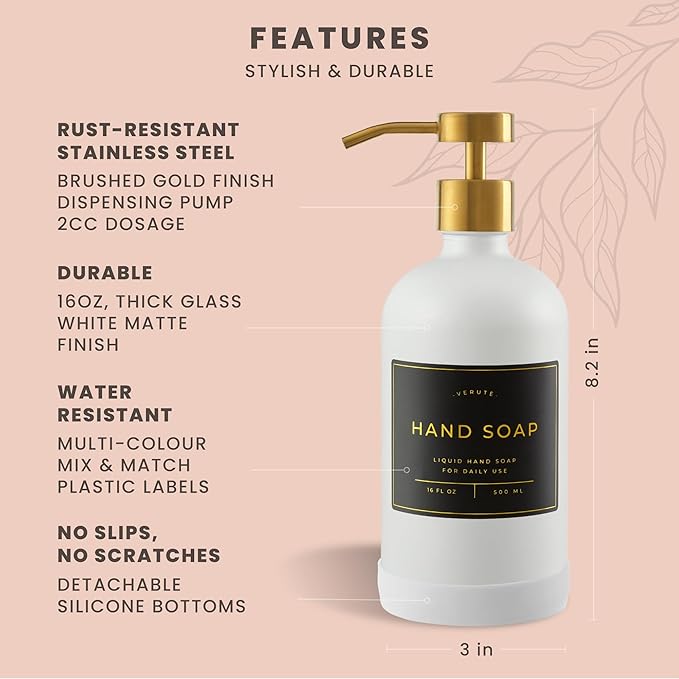 Hand and Dish Soap Dispenser for Kitchen and Bathroom, Stainless Steel Pumps - Image 6
