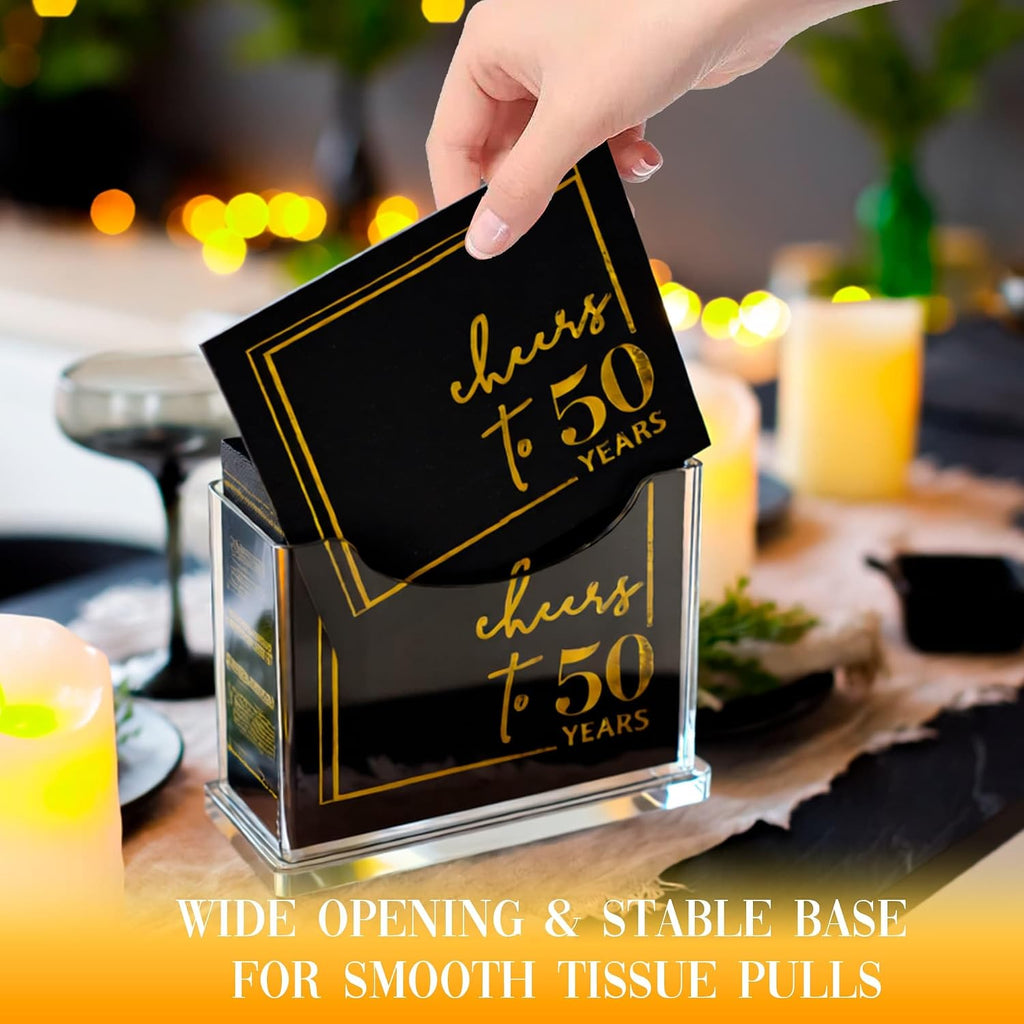 Cocktail Napkin Holder Table - for 5 x 5 Inches Napkin, Clear Upright