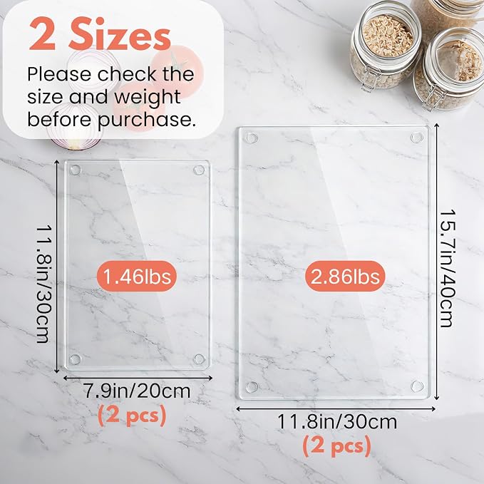 Hacaroa 4 Pack Tempered Glass Cutting Board - Image 2