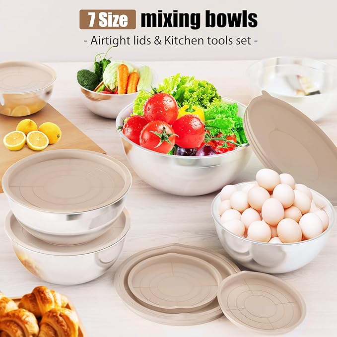 ENVTEK 7-Piece Stainless Steel Mixing Bowls Set - Image 6