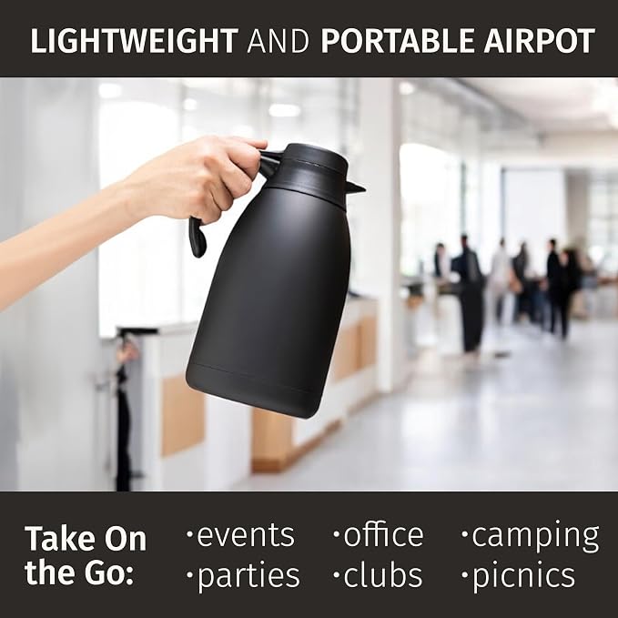Thermal Coffee Carafe 68 oz by Cresimo – Updated 2025 Model – Insulated Black - Image 5
