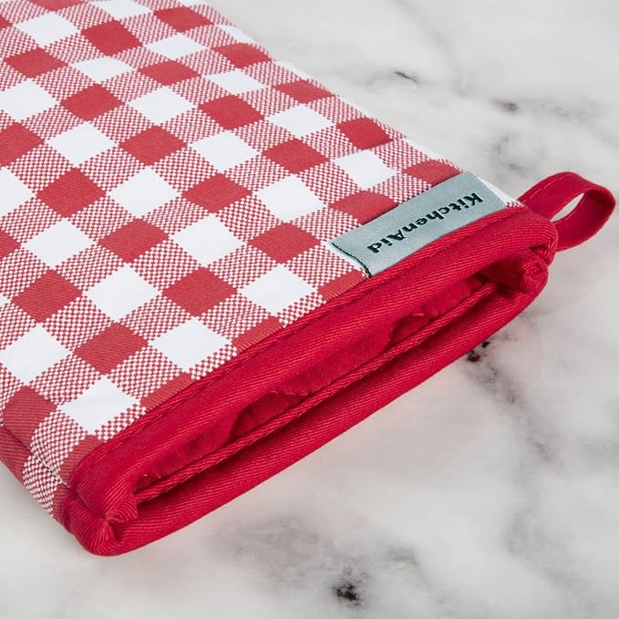 KitchenAid Gingham Oven Mitt 2-Pack Set, Passion Red - Image 3