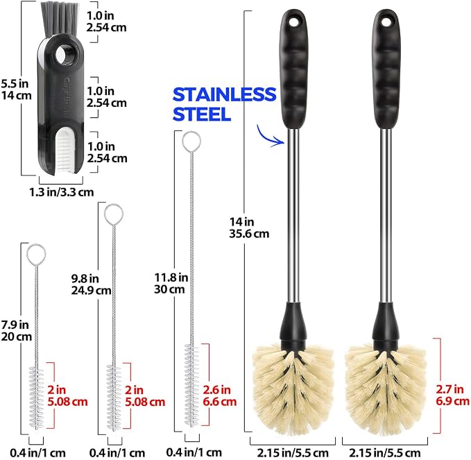 Holikme 6 Pack Bottle Brush Tube Set, 3 Straw Brushes, Portable 3-in-1 Bottle - Image 6