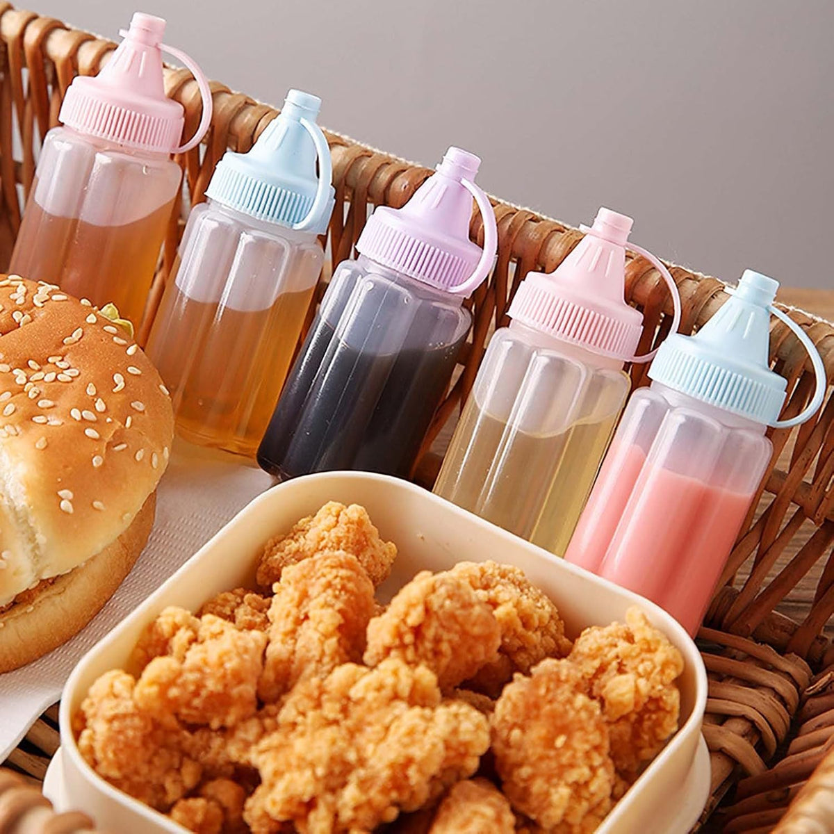 4 Pcs Mini Condiment Squeeze Bottles for Lunch Accessories, Mini