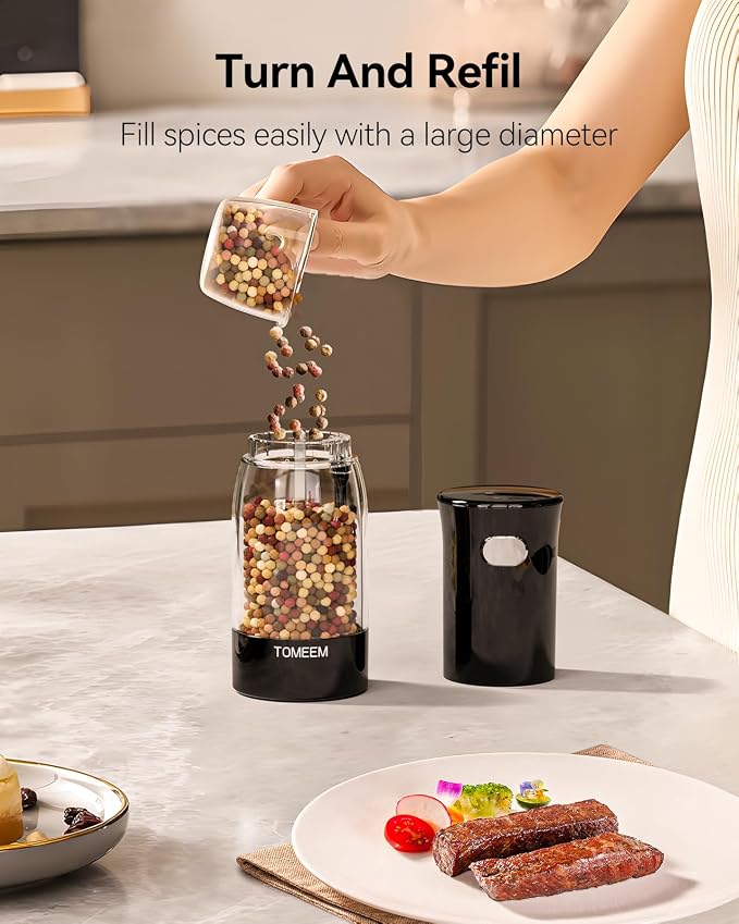 TOMEEM Electric Salt and Pepper Grinder Set – Rechargeable - Image 7