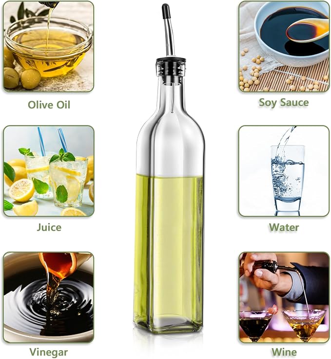 Leaflai Olive Oil Dispenser Bottle, 4 Labels, 1 Brush and 1 Funnel Oil Bottles - Image 4