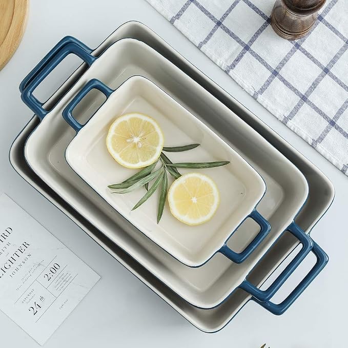 KOOV Bakeware Set, Ceramic Baking Dish, Rectangular Baking Pans Set, Casserole - Image 5