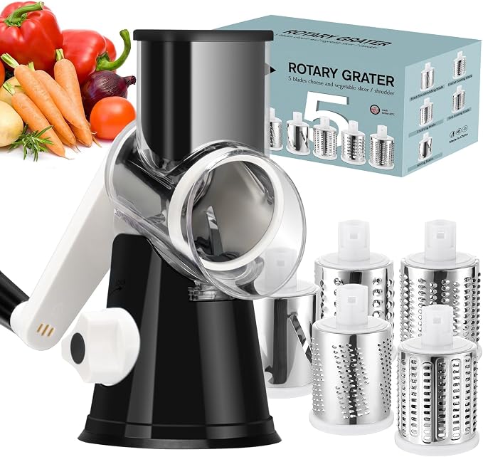 Ourokhome Rotary Cheese Grater Hand Crank, Kitchen Shredder Speed Mandolin by Ourokhome