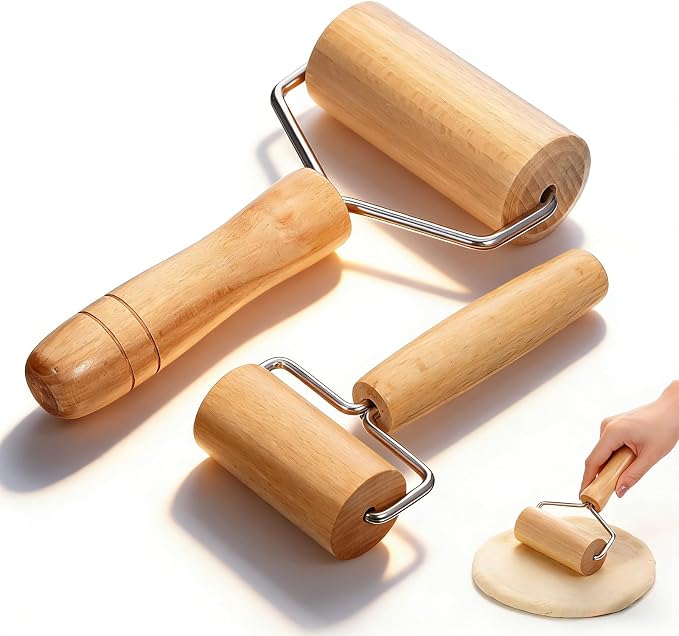2 Pack Small Rolling Pin Wooden Dough Roller Pizza French Mini Baking roller Set - Image 8