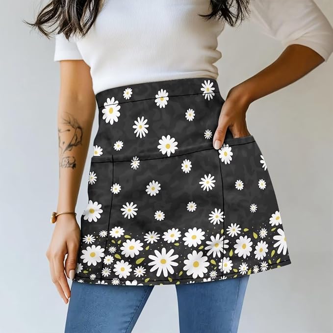 Server Apron with 3 Pockets, Waterproof Oil Waitress Waiter Half Apron - Image 2