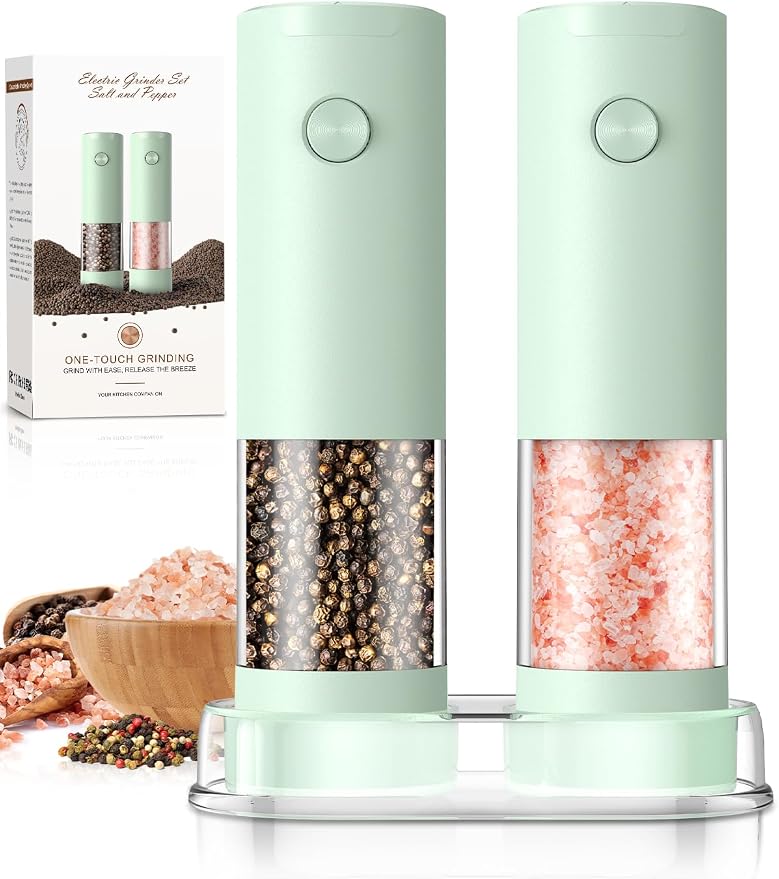 Electric Salt and Pepper Grinder Set Automatic Battery Pepper Mill Shakers by ioion