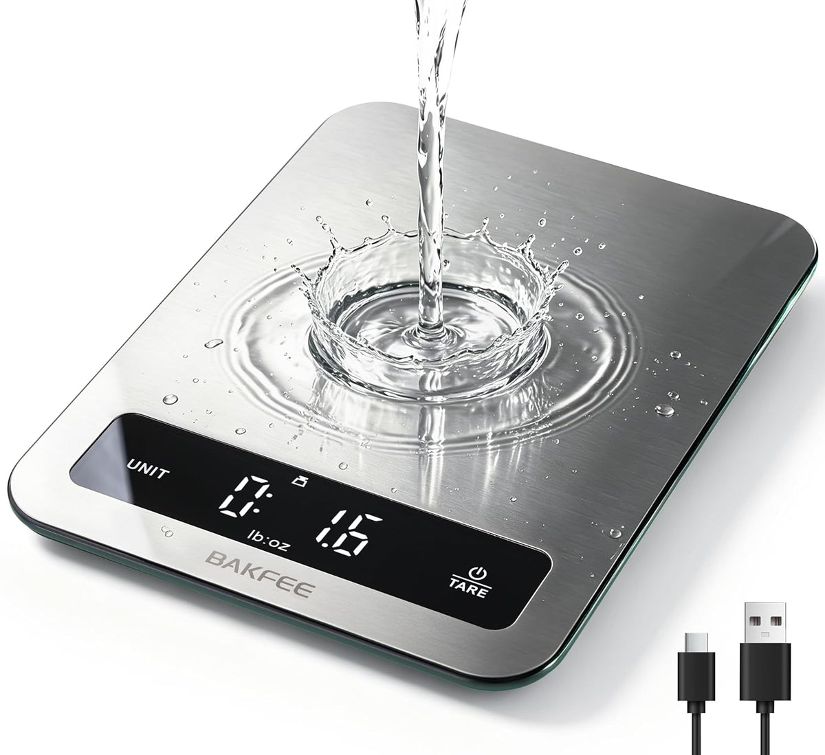 22lb Food Scale for Kitchen, IP67 Waterproof, USB-C Charging, Black