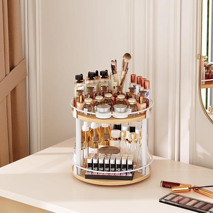 YATINEY Lazy Susan Organizer, Rotating Spice Rack, 2 Tier Spice Turntable - Image 7