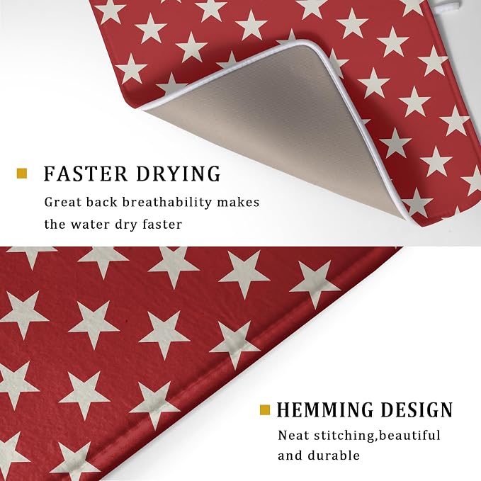 Patriotic July of 4th Red Star Dish Drying Mat - Image 3