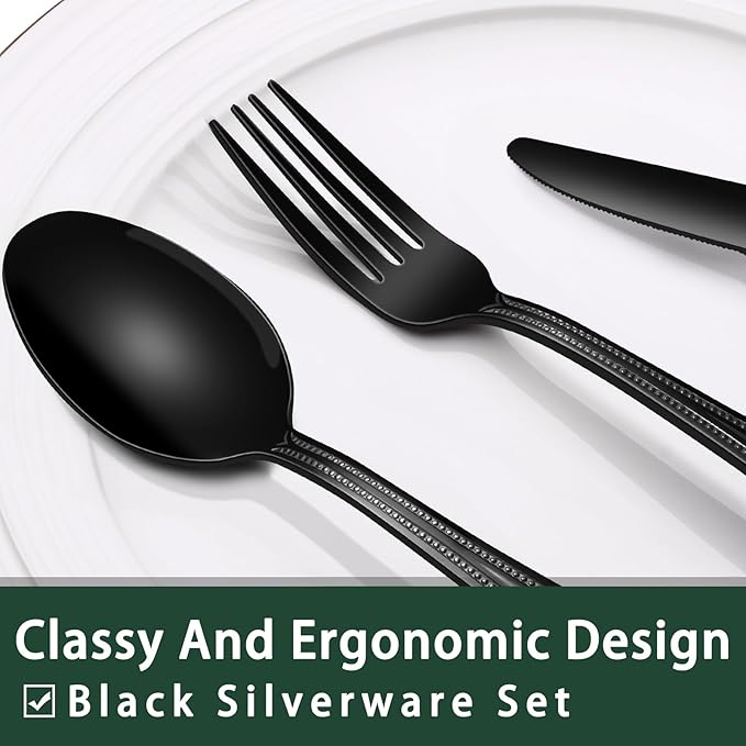 EWFEN 24-Piece Black Silverware Set - Image 3