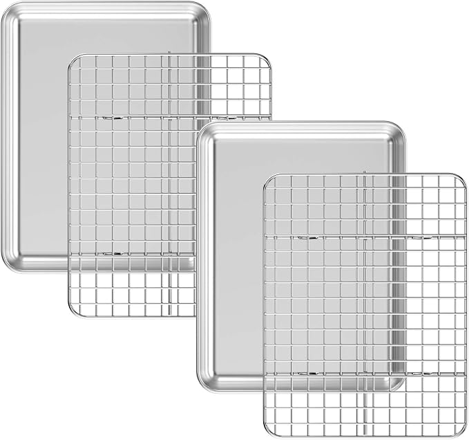 Baking Sheet with Cooling Rack Set, Deedro Stainless Steel Cookie Sheet Baking by Deedro