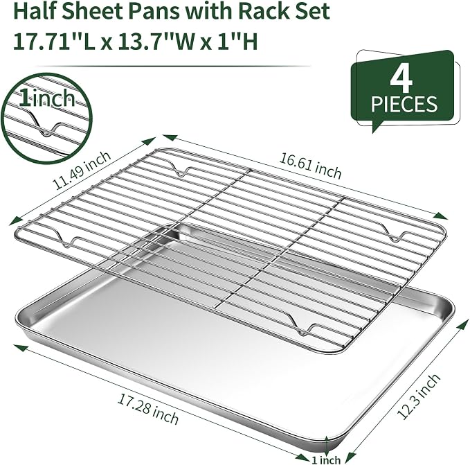 CEKEE Baking Sheet and Cooling Rack Set, Non Toxic & Heavy Duty & Easy Clean - Image 2